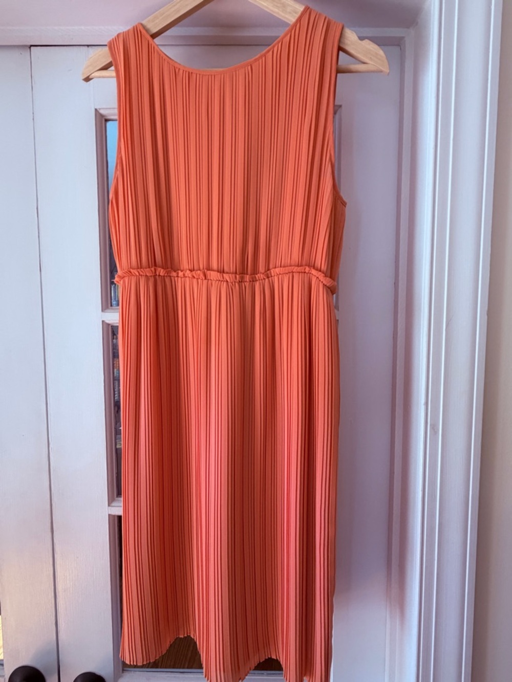 Max Studio Pleated Sleeveless Midi Dress in Soft Coral